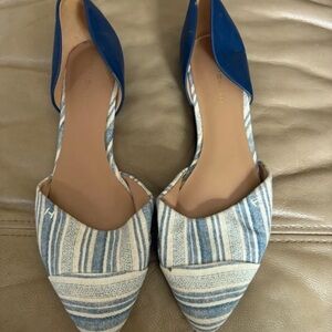 Tommy Hilfiger Blue and Cream Striped Pointed D'Orsay Flats